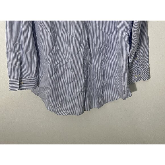 Ralph Lauren Blue White Stripe Button Down Shirt Size L/XL (17.5, 32/33) - Picture 11 of 14